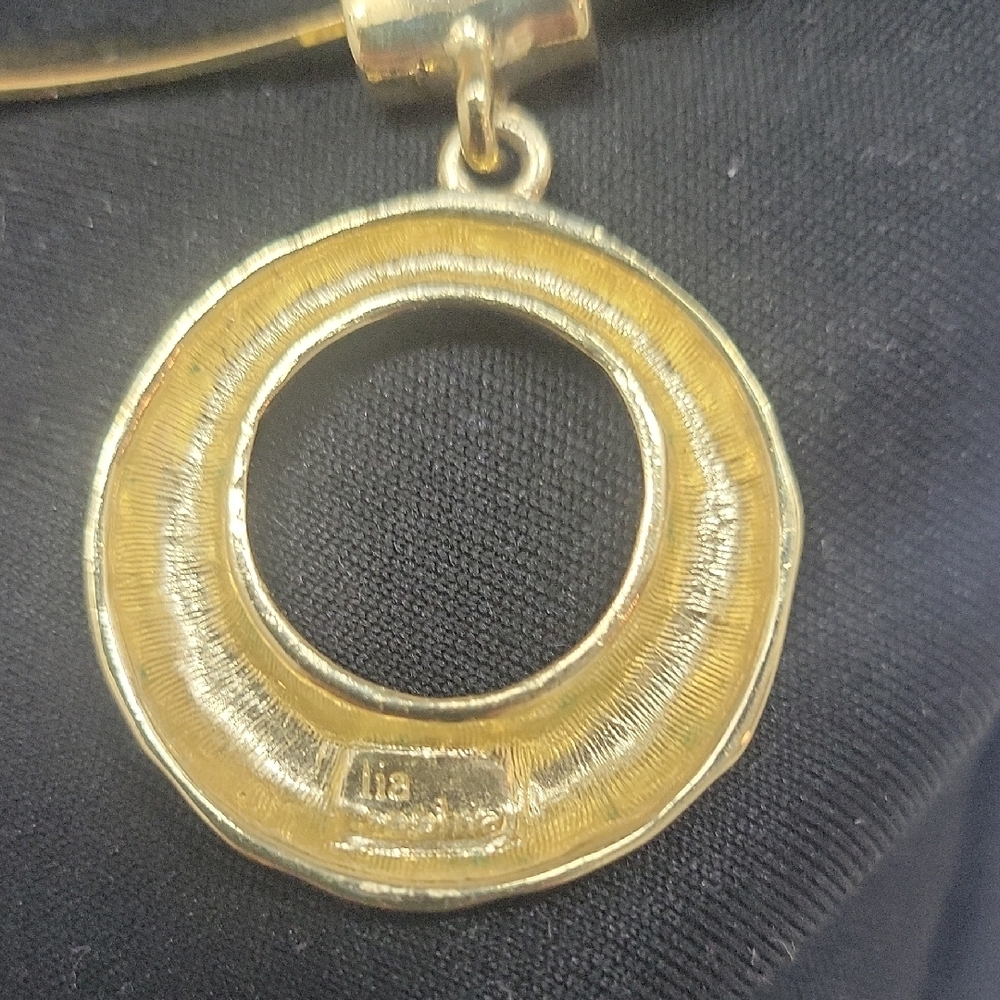 Gold-Tone Textured Circle Pendant Necklace - Women Jewelry - Picture 2 of 7